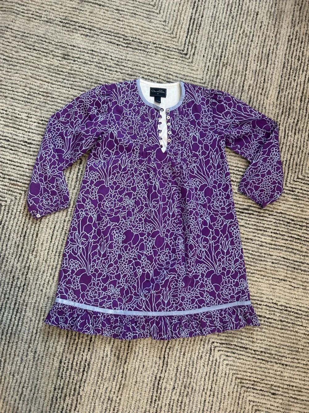 Oscar de la Renta Girls Size 8 Purple and White Floral Dress